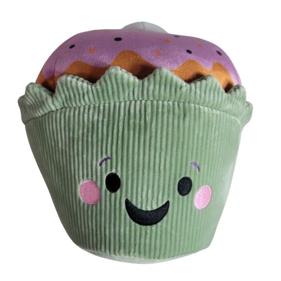 Pop! Happy Smiling Cupcake Plush Green Pink Spooky Eye On Top Ribbed NWOT - Picture 2 of 10